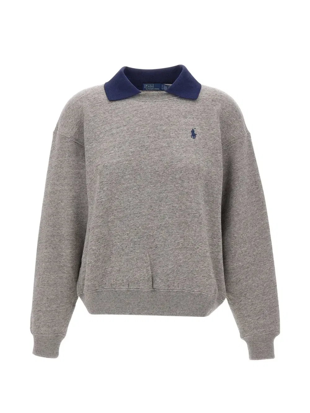 Флисовый свитшот с воротником-поло POLO RALPH LAUREN, серый