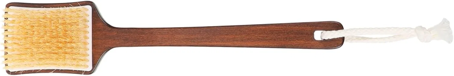 Щетка для тела с длинной ручкой, IWOWHERO, щетина кабана, дерево, 36x8x4.5 см, 160 г, Brown