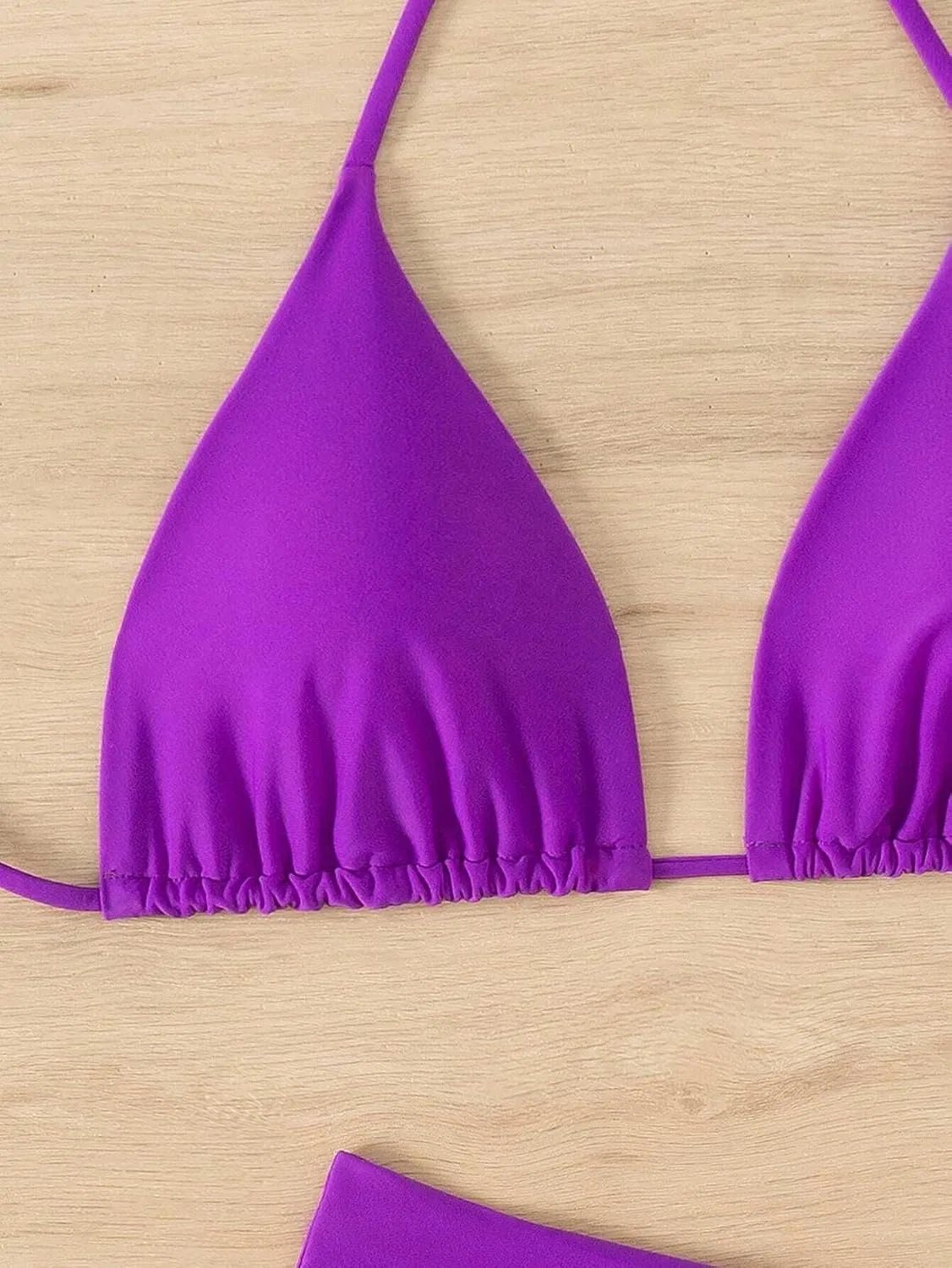 Женский бикини-сет с открытой спиной, 3 предмета, Purple — фото 4