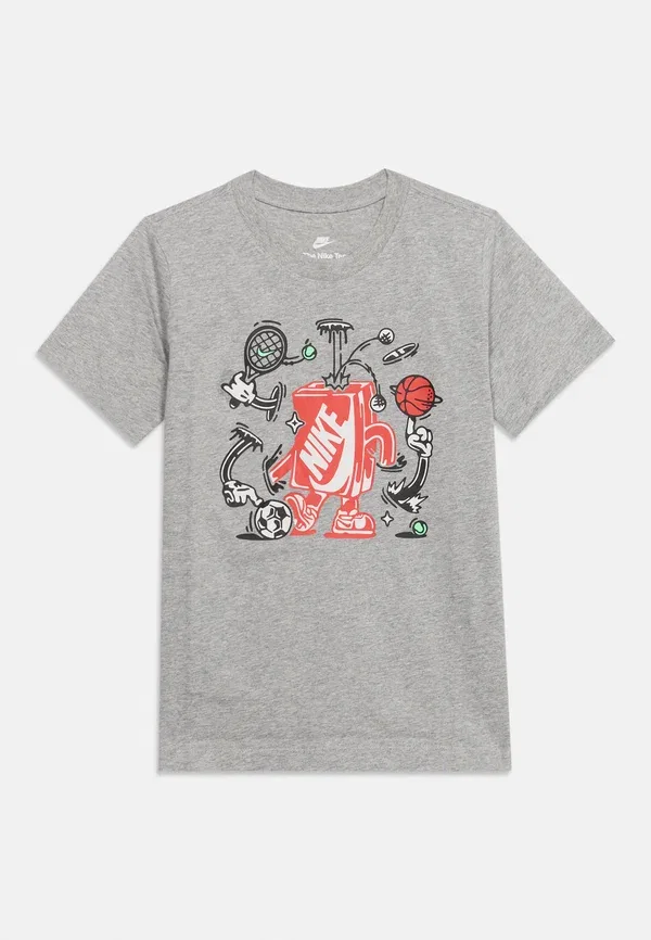 Футболка с принтом, хлопок, Tee boxy unisex - print t-shirt, Nike Sportswear, grey heather, серый