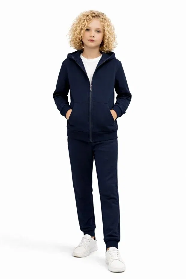 Детский комплект толстовки и штанов на молнии с капюшоном Vandelo, Navy Blue