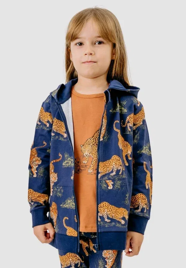 Худи с принтом Tigers and leopards Walkiddy, Dark blue, темно-синий