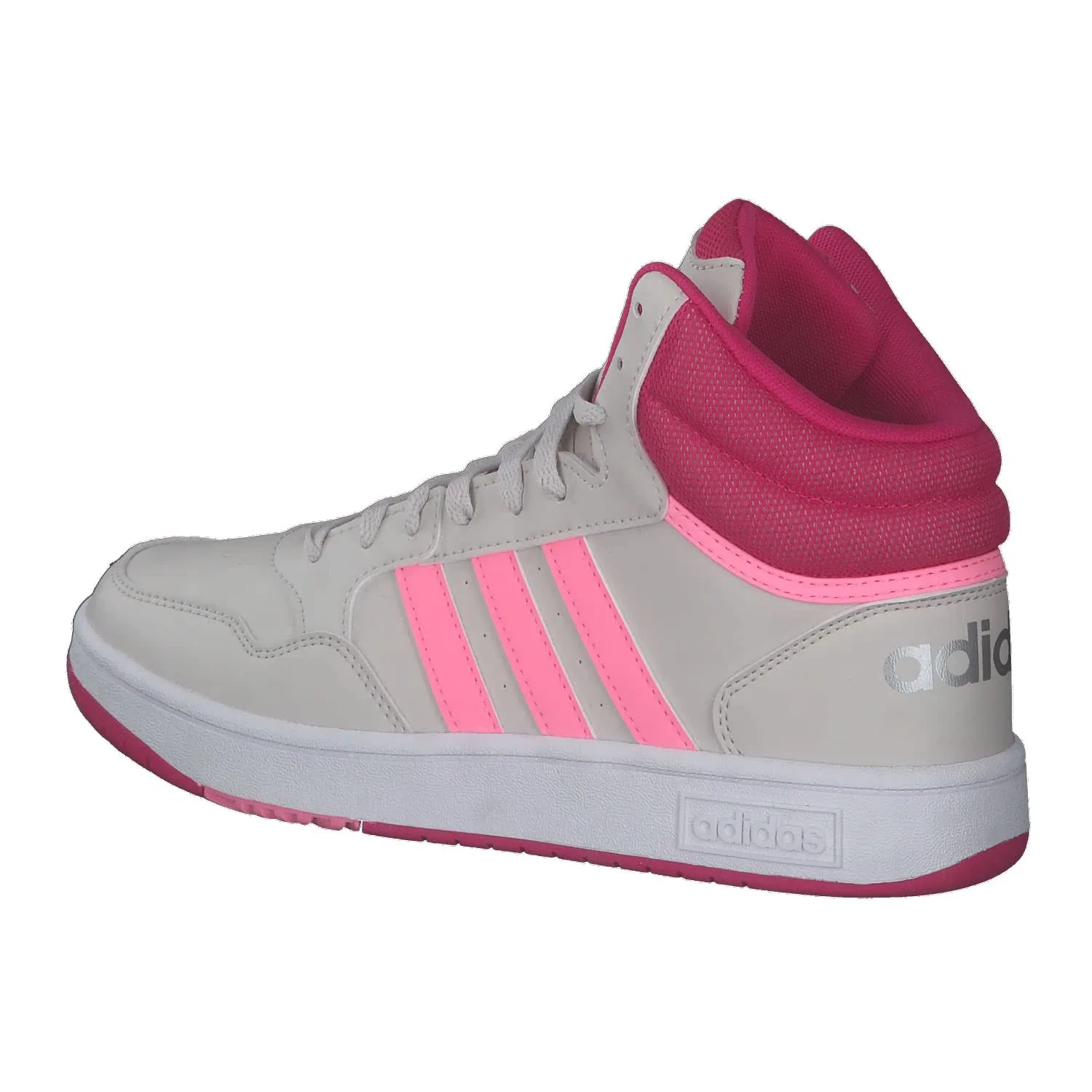 Детские кроссовки для мальчиков и девочек с закрытым носком Hoops Mid 3.0k Adidas, Grey One Beam Pink Team Real Magenta — фото 3