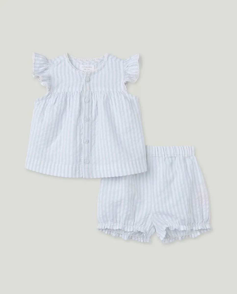 

Малышка короткая пижама Cotton Juice, синий