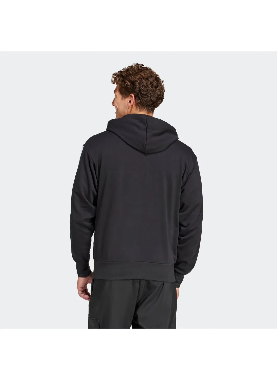 Худи с длинным рукавом 3 stripe essential french terry Adidas, черный — фото 2
