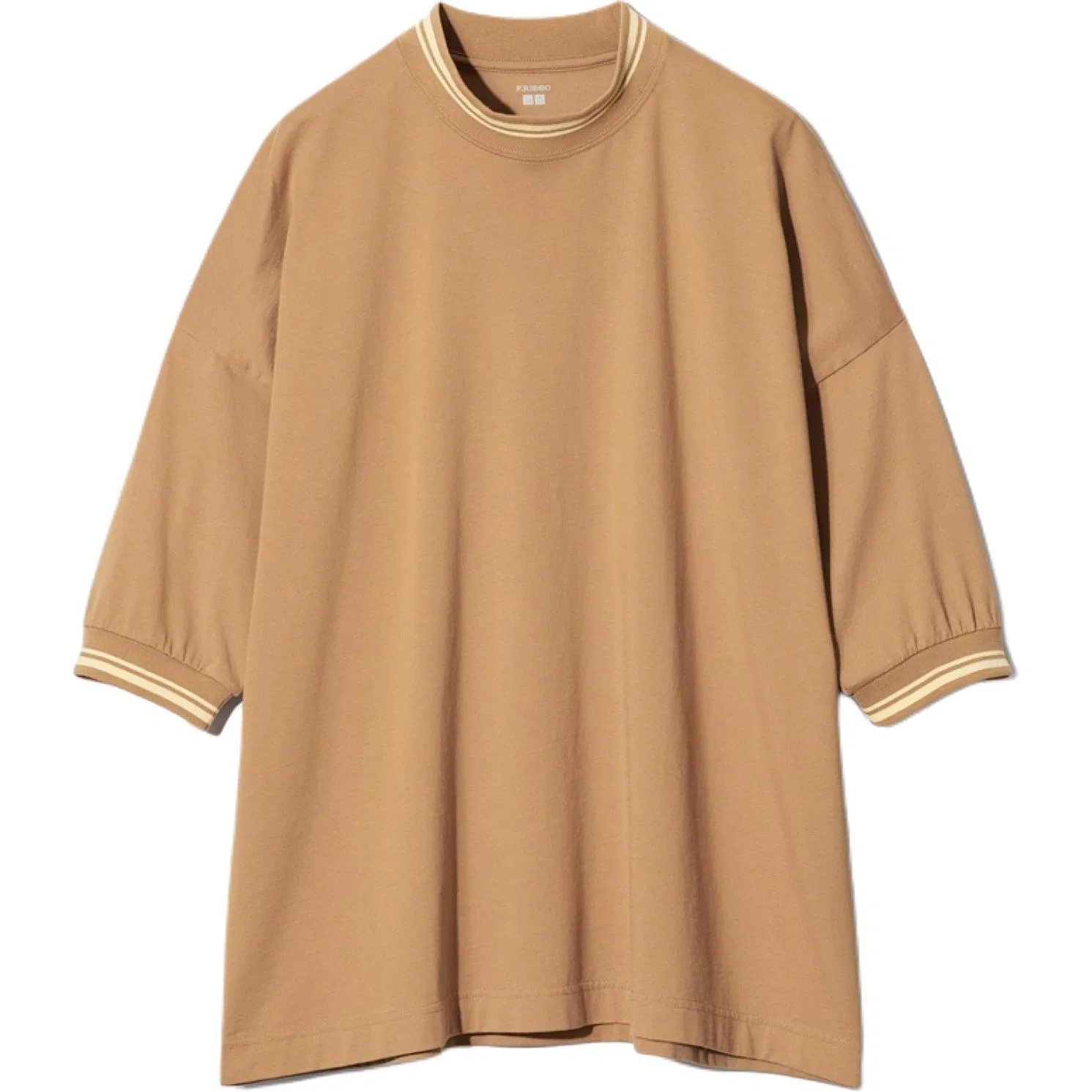 Футболка с воротником-стойкой Camel, UNIQLO