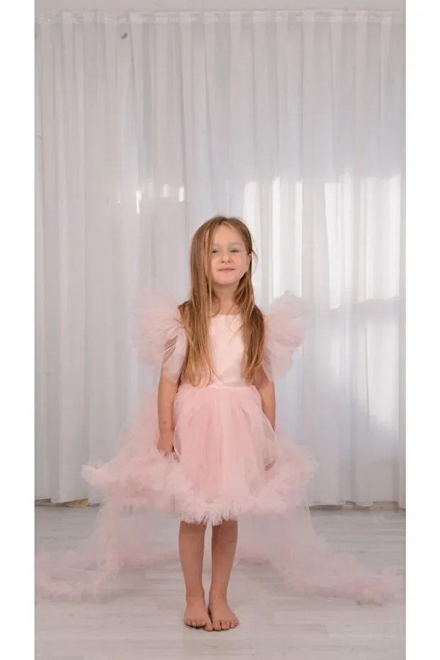Детское платье для девочек с длинным рукавом Asel Kids, Powder — фото 2