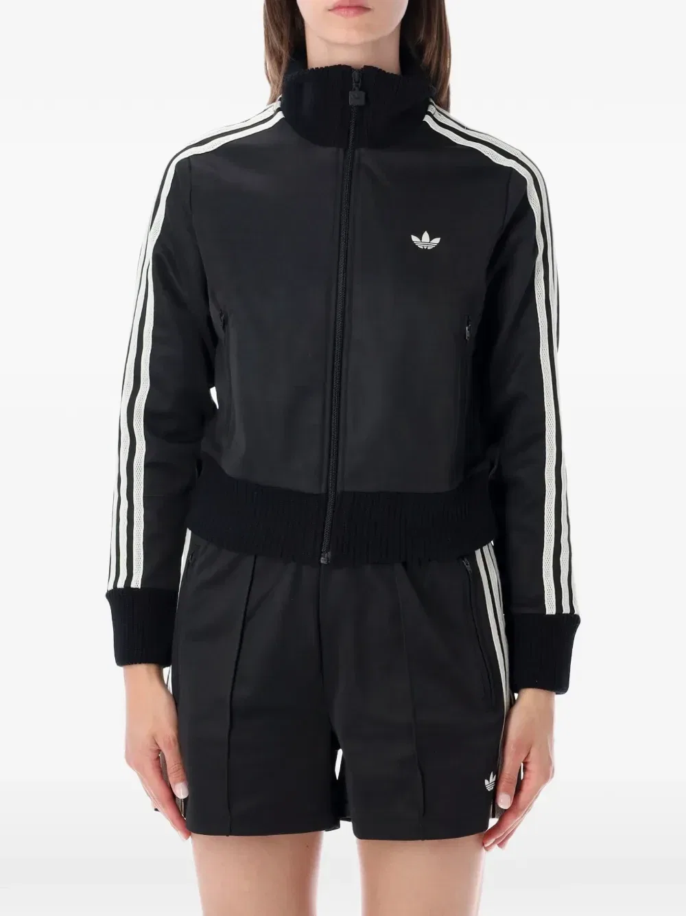 Куртка с вышитым логотипом и полосками Adidas, черный