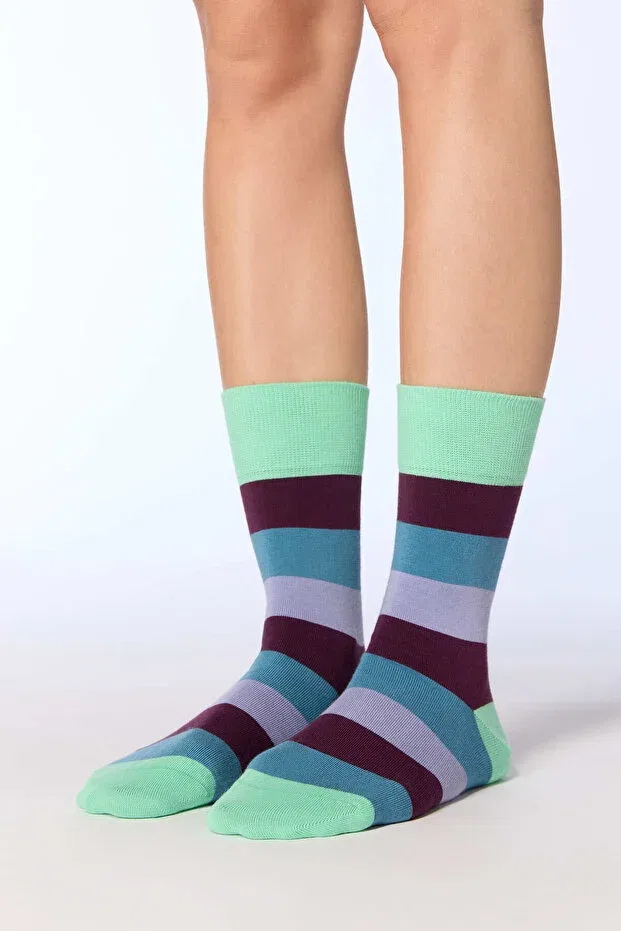 Детские носки хлопковые Gots certified organic cotton unisex socks Albero Natur, Kivi/Magenta/Gök Mavisi/Lavanta — фото 2