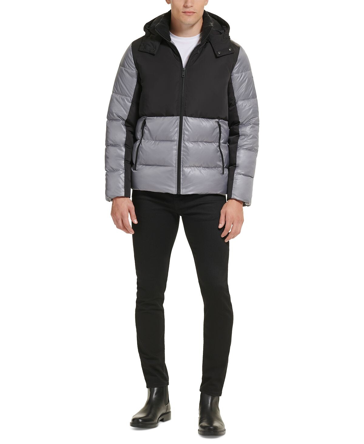 

Мужская куртка-пуховик с цветными блоками, смешанная техника Kenneth Cole