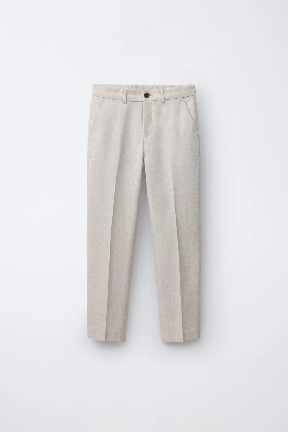 Брюки от костюма из хлопка и льна ZARA, Ecru