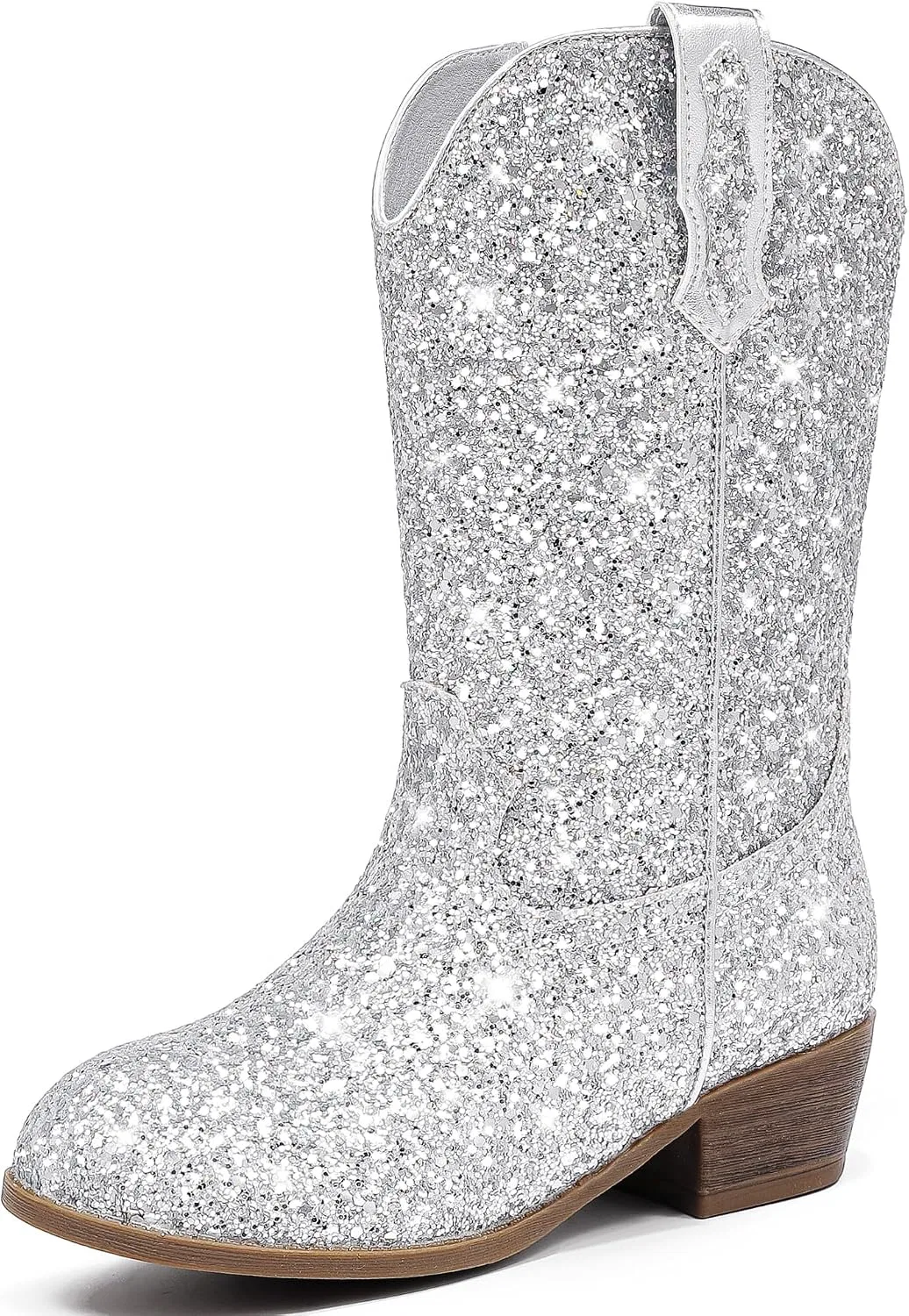 Детские сапоги для девочек с блестками Cowgirl Boots Motasha, Silver Sequins