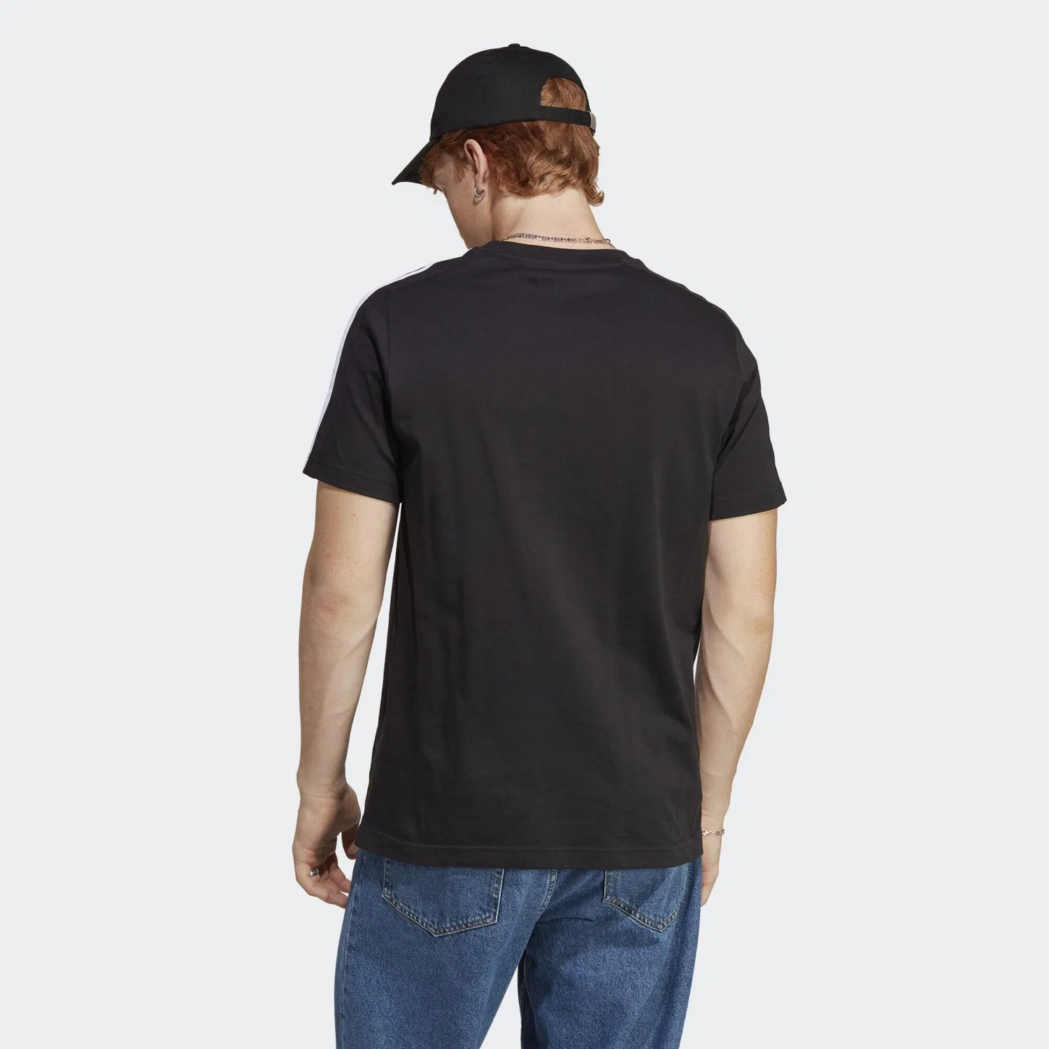Мужская футболка с длинным рукавом Essentials Single Jersey 3-Streifen Adidas, Schwarz Weiss — фото 3
