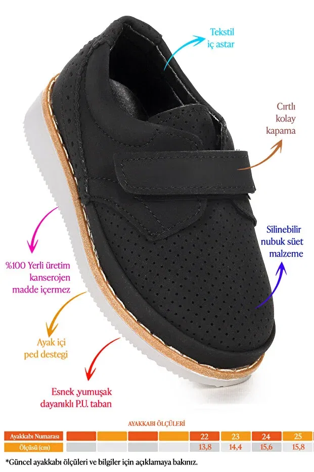 Детские туфли для мальчиков без шнурков Circum nubuck velcro baby boy circumcision shoes Kiko Kids, Black — фото 2