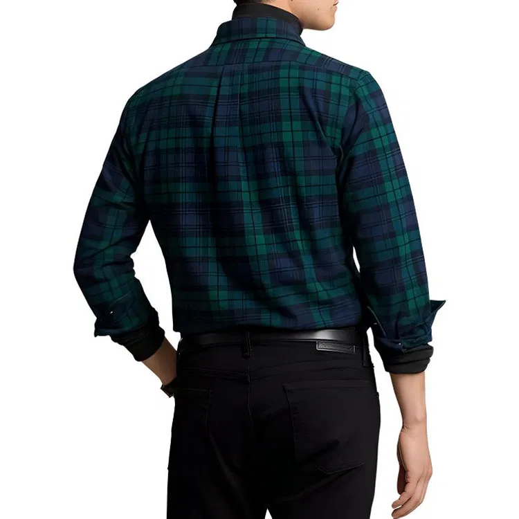 Мужская рубашка классическая Polo Ralph Lauren, Dark Blue Green Multicolor — фото 3