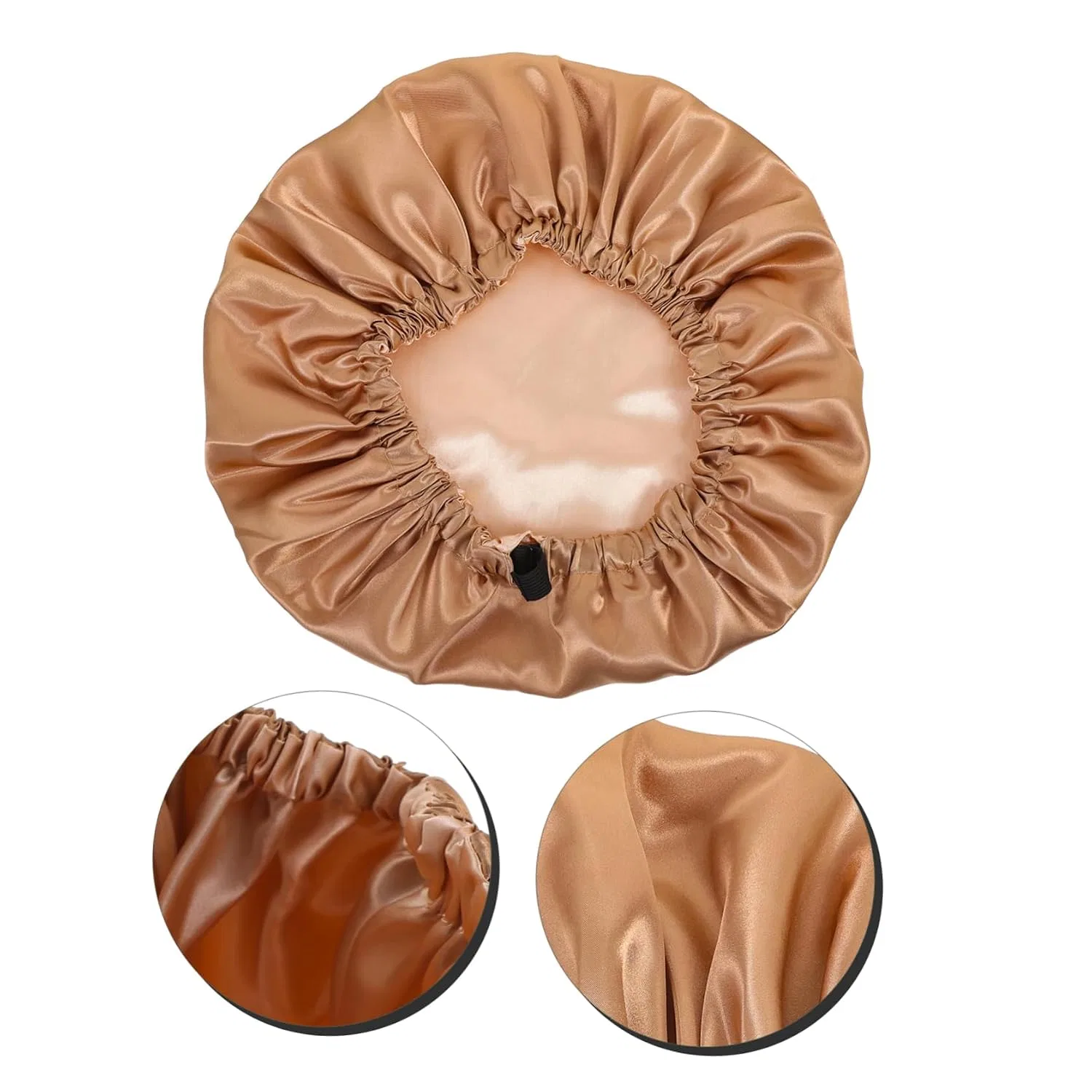Шапочка для душа Satin Hair Wrap с регулируемой пряжкой, Healeved, набор 4 шт, Khaki — фото 3