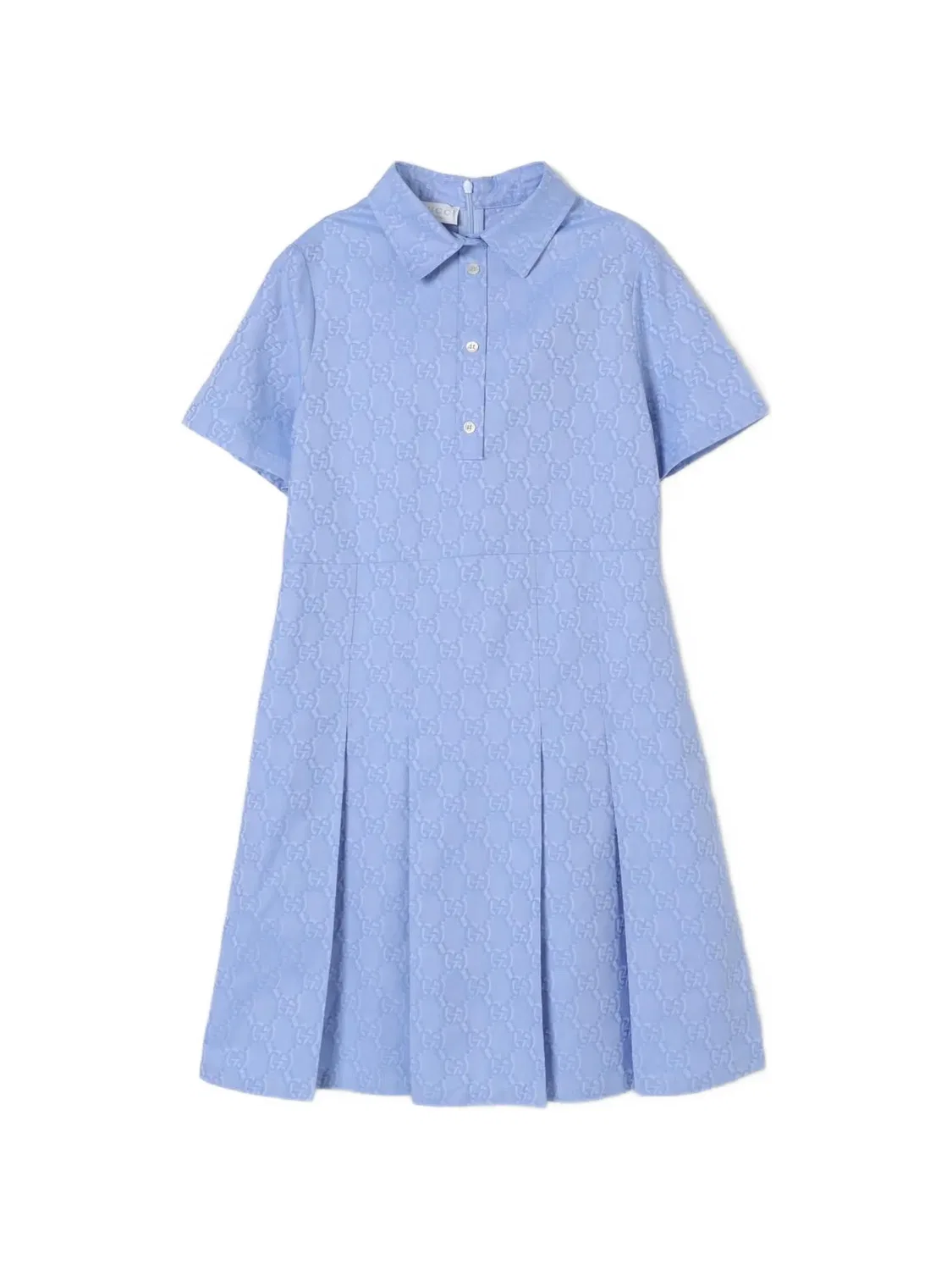 Плиссированное платье с короткими рукавами Gucci Kids, синий