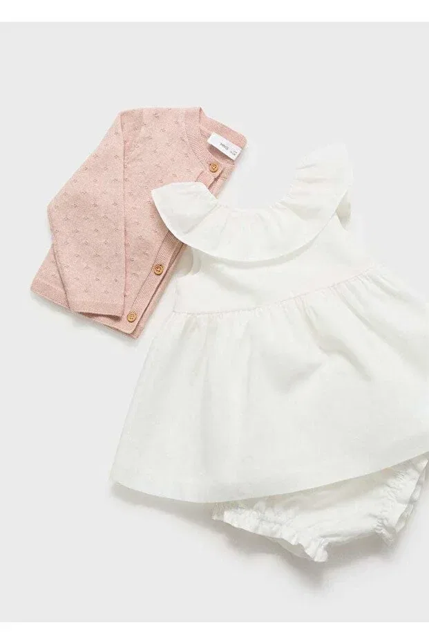Детский вязаный кардиган с вышивкой Mango Baby, Pink — фото 4