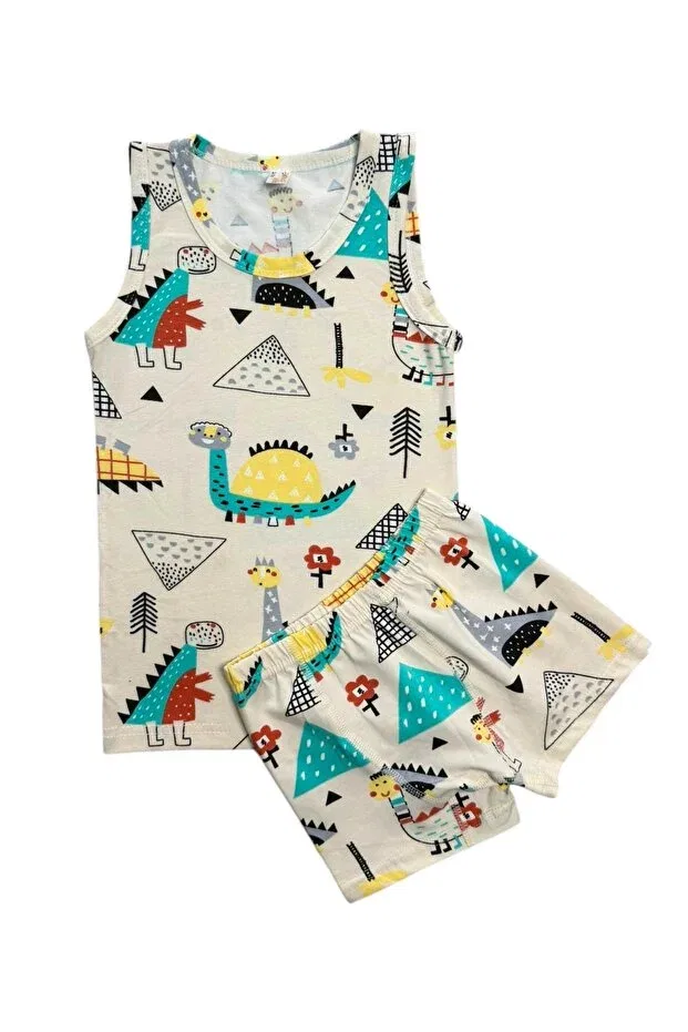Детский комплект нижнего белья для мальчиков хлопковый Dinosaurs Patterned Elmas Kids, Beige