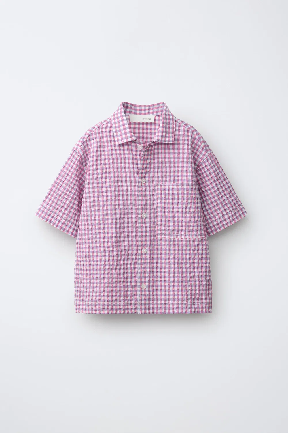 Рубашка в клетку с эффектом потертости ZARA, Pink/White
