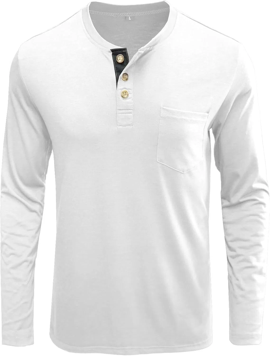 Мужская облегающая футболка с пуговицами Henley, White — фото 4