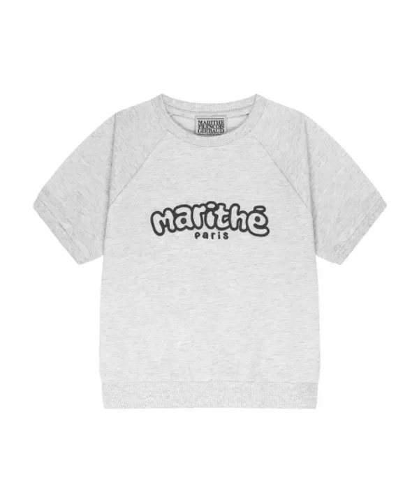 Детская футболка с коротким рукавом реглан, light heather gray, Marithé Kids — фото 2