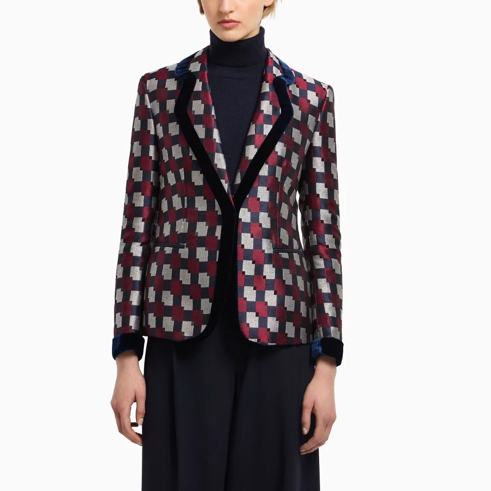 Женский пиджак однобортный с принтом Emporio Armani, Multicolor — фото 2