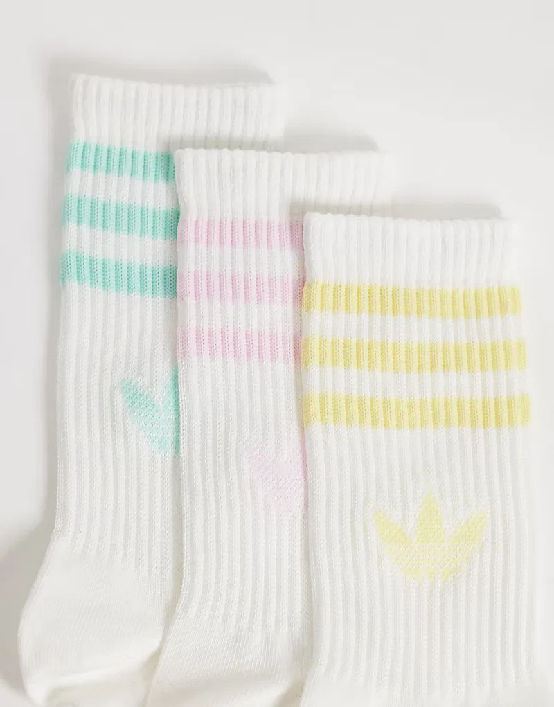 Носки высокие с тремя полосками 3 шт Adidas Originals, белый/пастельный — фото 3