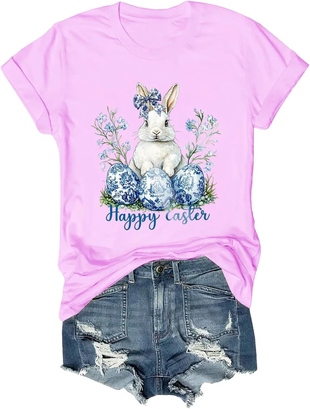 Футболка с принтом Happy Easter, Pink