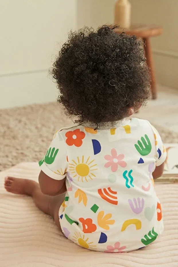 Детский комбинезон с принтом 3 Piece Glossy Print Romper Set Next Baby, Multicolor — фото 2