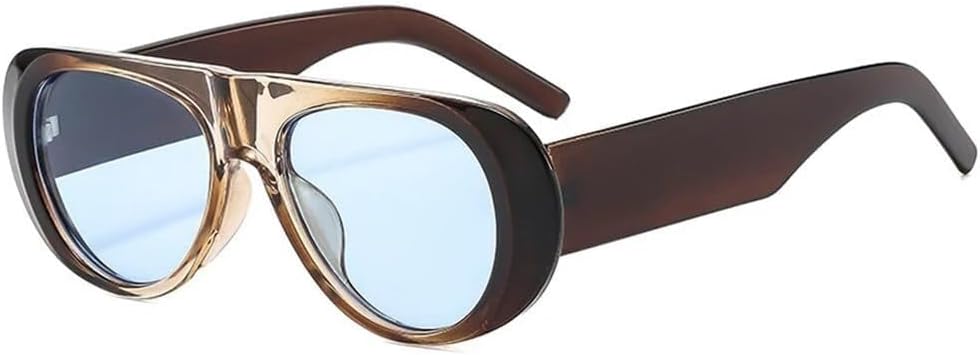 

Женские солнцезащитные очки сине-зеленые UV400, мужские с широкими дужками, для занятий спортом на открытом воздухе, бега и езды на велосипеде LXLHWN, Brown Champagne Blue