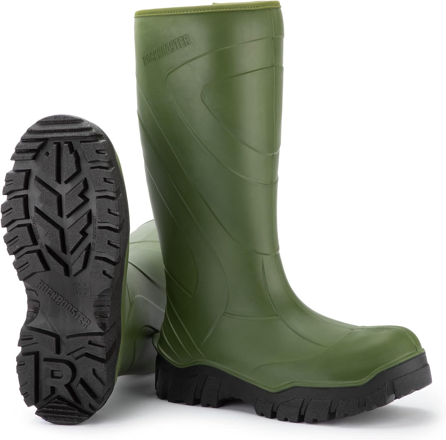 

Резиновые сапоги ROCKROOSTER Wellingtons - мужские 15'' водонепроницаемые, с полиуретановым покрытием, на резиновой подошве, против скольжения, с антиусталостным эффектом, мягкий носок, дождевые сапоги WS701, зеленый