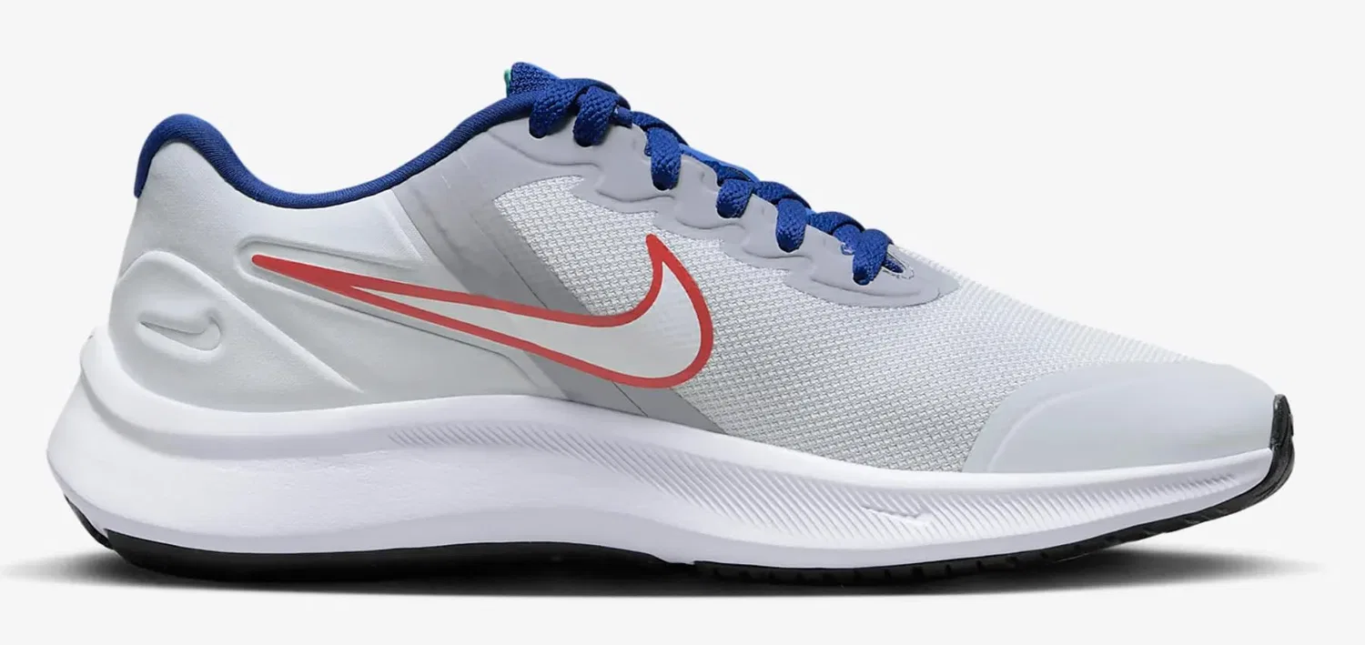 Детские кроссовки для мальчиков с закрытием на шнурках NIKE Star Runner 3 NIKE, Pure Platinum Crimson Platinum — фото 4