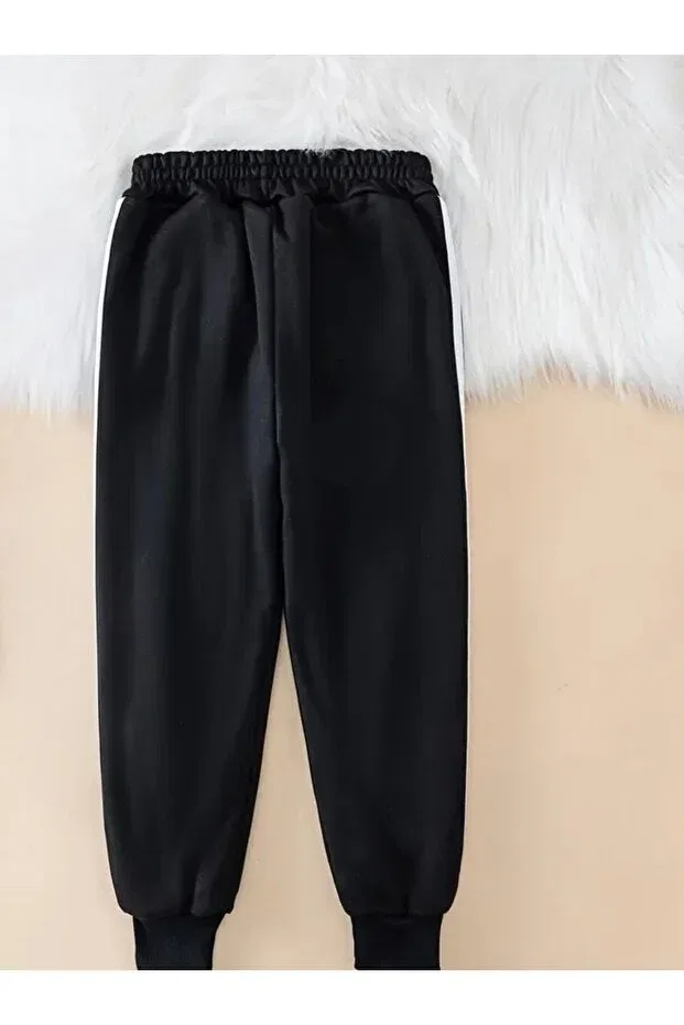 Детские спортивные штаны для девочек с начесом Shop, Black — фото 2