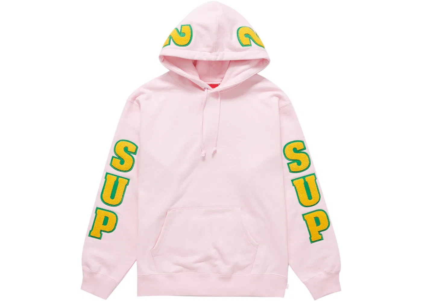 Мужской свитшот с капюшоном из велюра Supreme Supreme Team Chenille, Light Pink