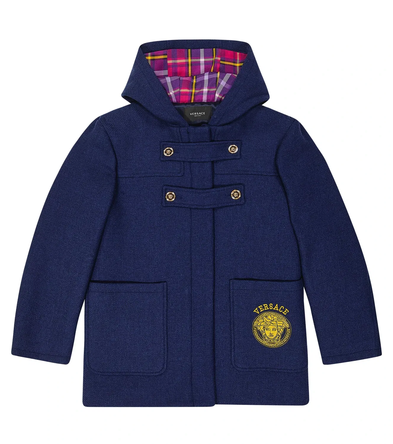 Пальто с капюшоном Versace Kids, синий