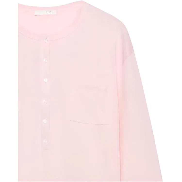 Женская футболка с воротником-стойкой Henry Collar ZARA, Light Pink — фото 4