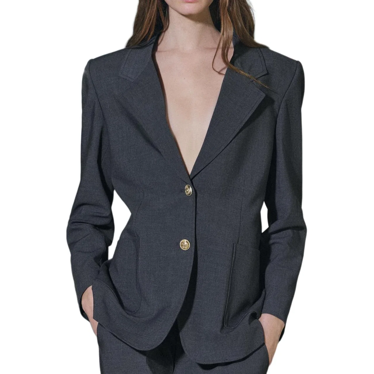 Женский деловой костюм ZW Series, бренд ZARA, Цвет Smoke Gray — фото 4