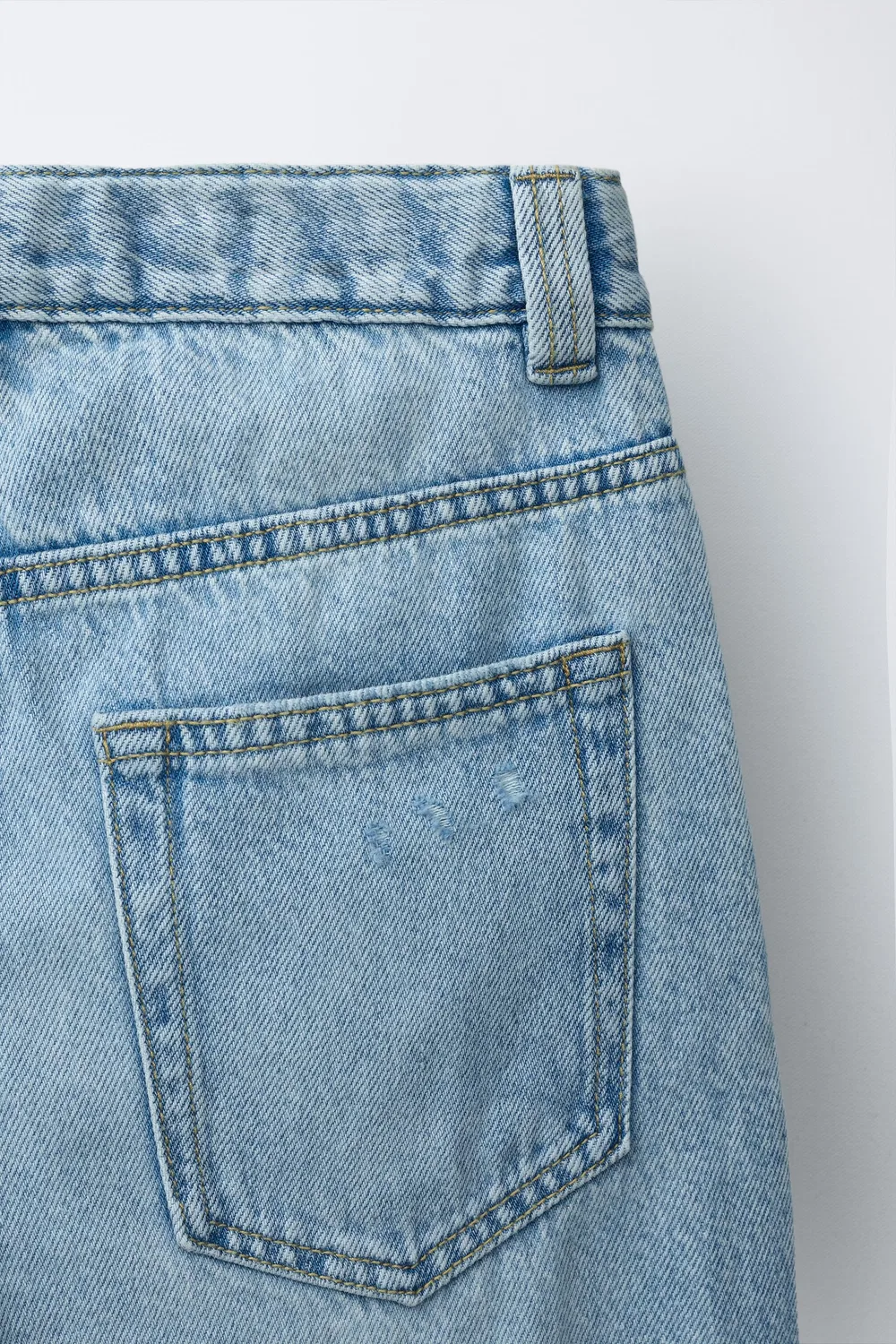 Рваные джинсовые шорты-бермуды с широкими штанинами ZARA, Light Blue — фото 4