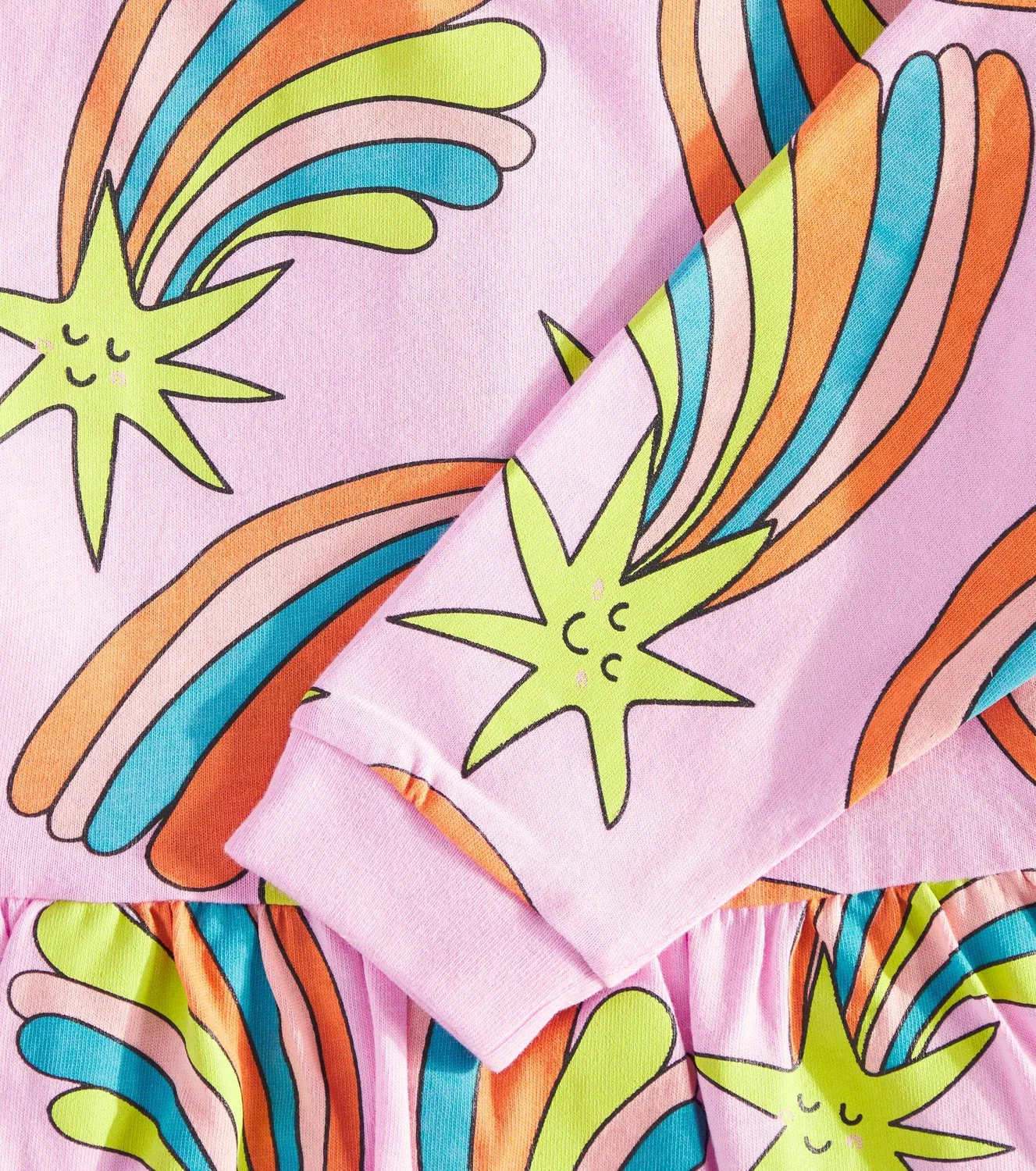 Платье из плотного хлопка с принтом Stella McCartney Kids, розовый — фото 3