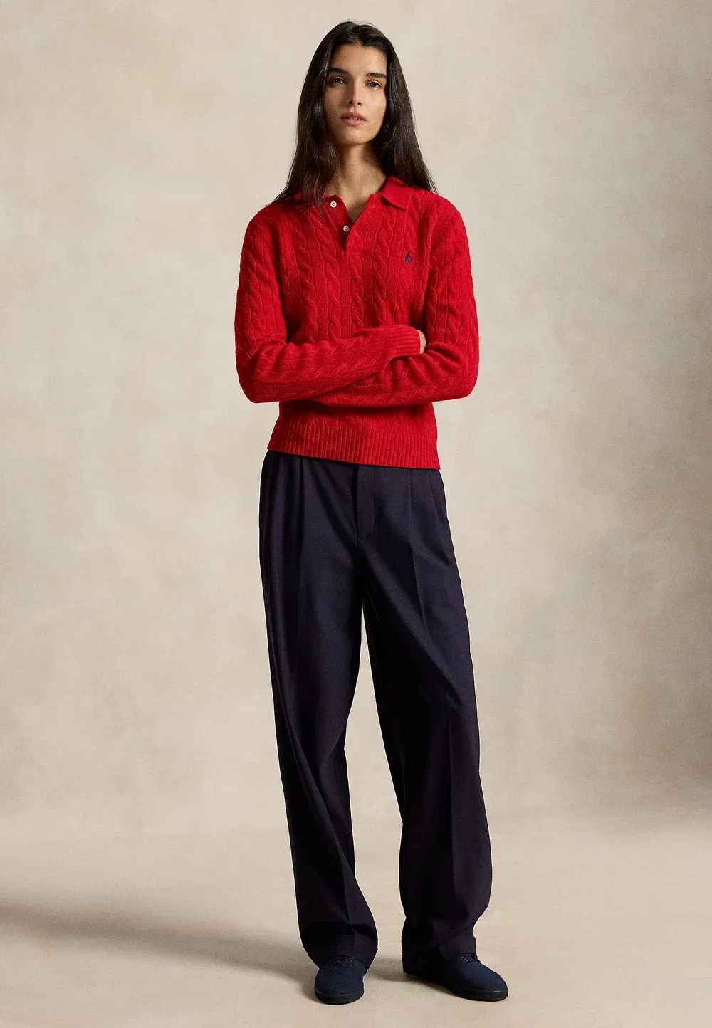 Свитер-Поло из шерсти и кашемира крупной вязки Polo Ralph Lauren, Flanders Red Heather — фото 2