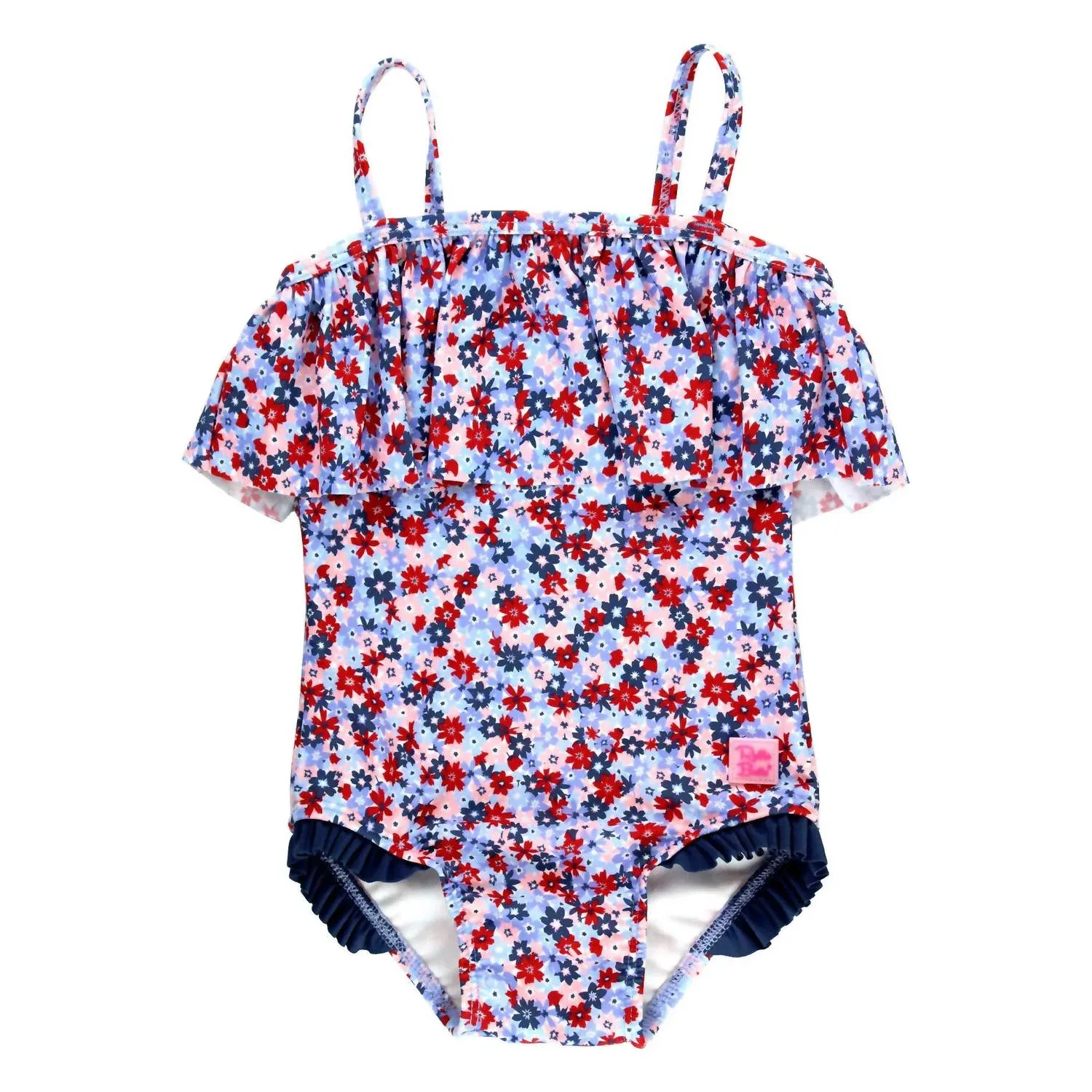 Детский слитный купальник с оборкой и защитой UPF 50+ Red White and Bloom RuffleButts, Red White And Blue — фото 2