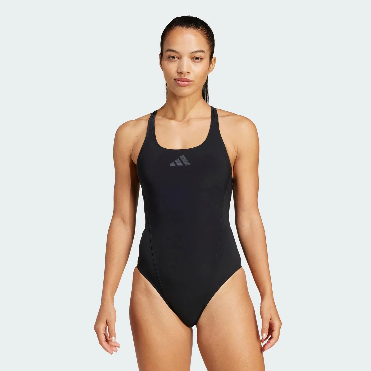 Женский слитный купальник с средним вырезом ног Lanelux Adidas, Schwarz