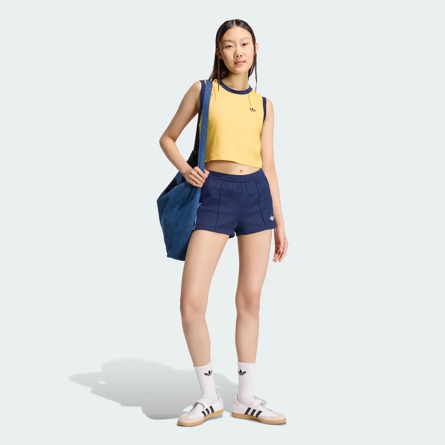 Женская майка в рубчик Heather Tank Adidas Originals, теплый ванильный/ночной индиго — фото 3