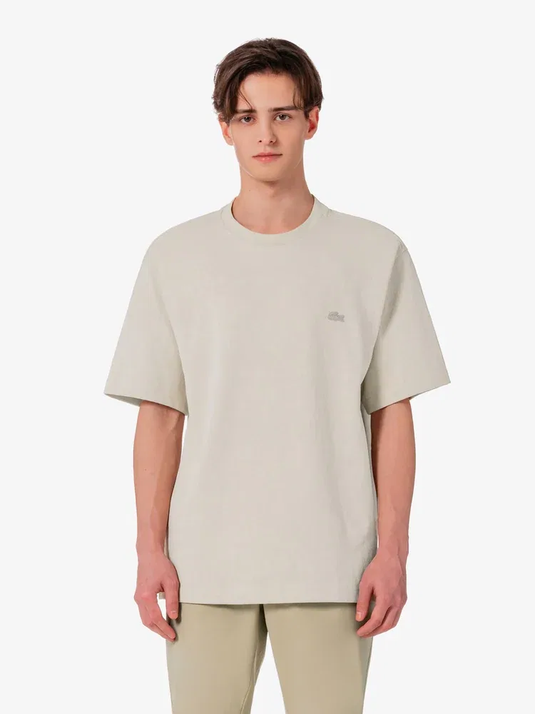 Футболка Lacoste с контрастной строчкой и карманом, бежевый