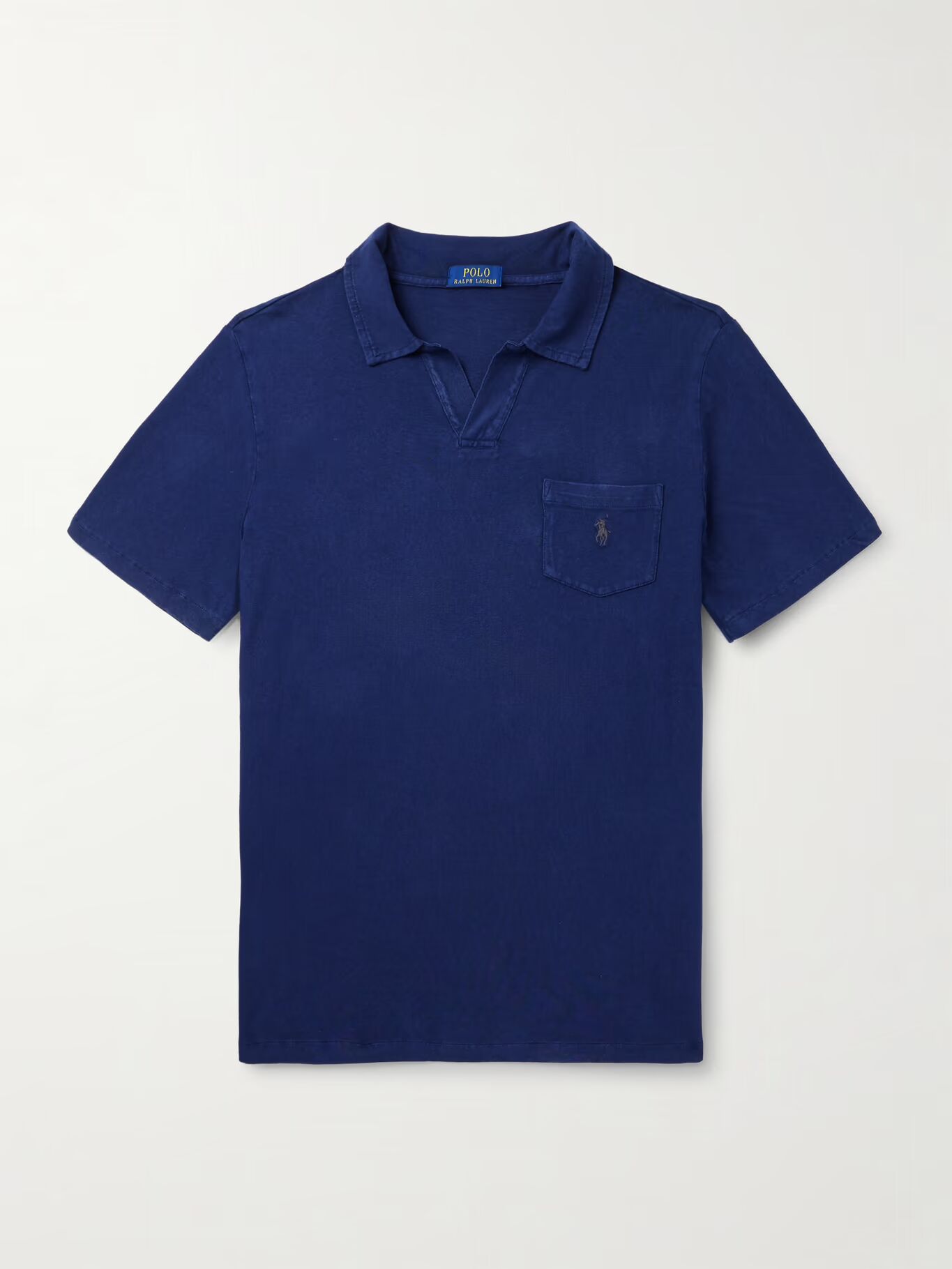 

Рубашка-поло из смеси хлопка и льна с вышитым логотипом POLO RALPH LAUREN, темно-синий