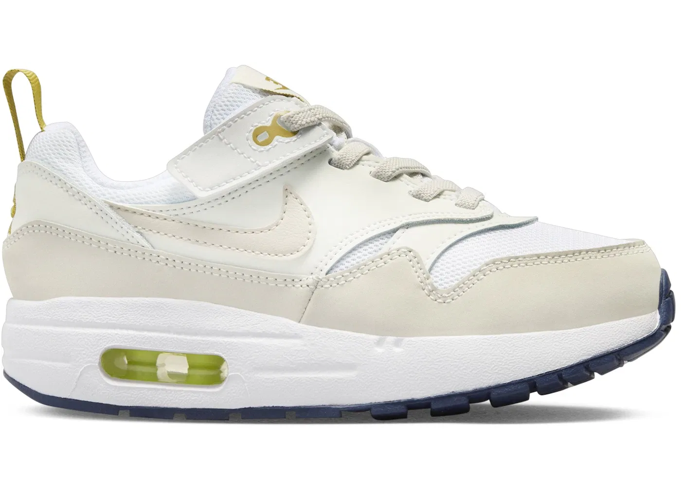 Детские кроссовки с системой EasyOn Nike Air Max 1 EasyOn, White Bronzine Midnight Navy Light Orewood Brown