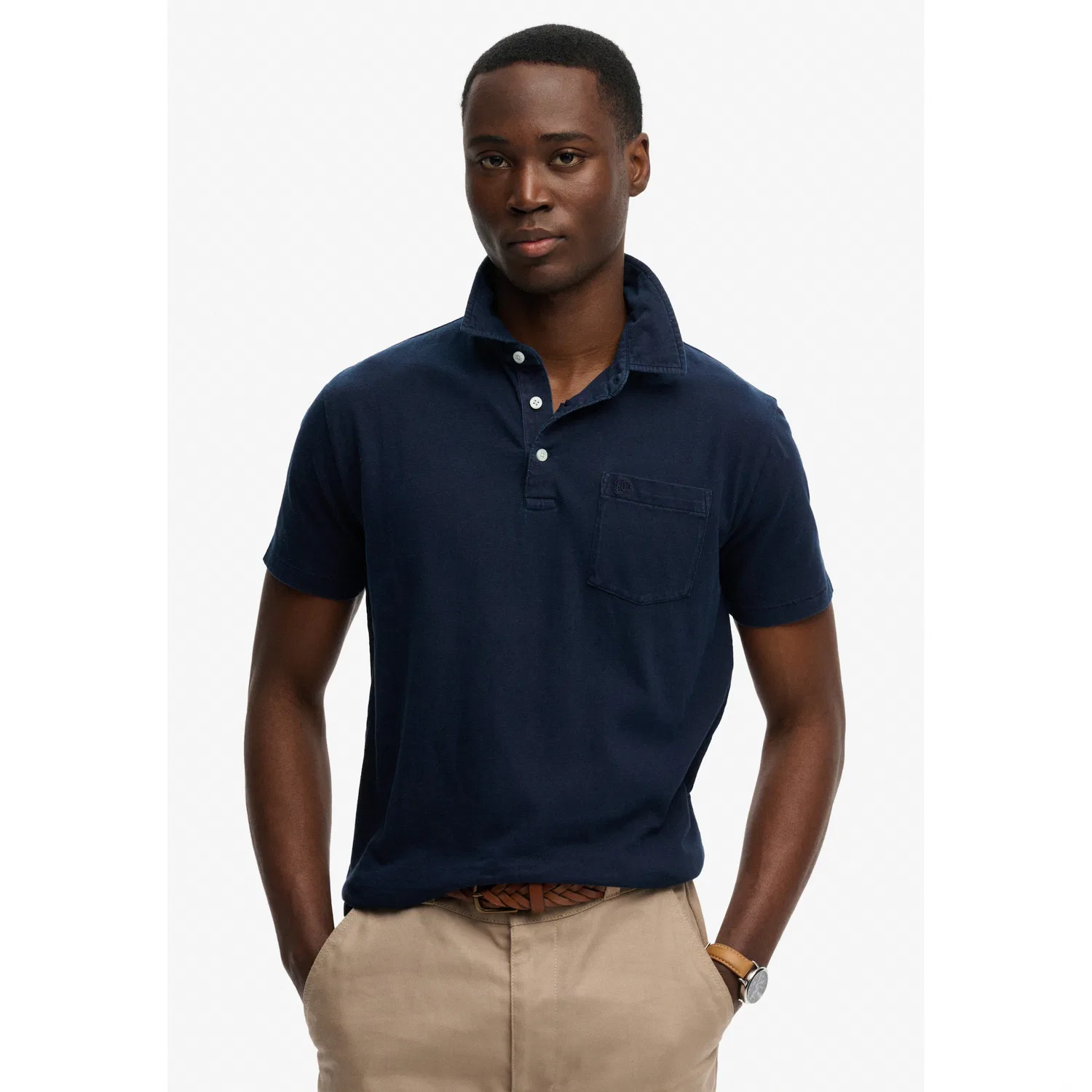 Мужское поло с коротким рукавом Classic Cotton Linen Superdry, Navy