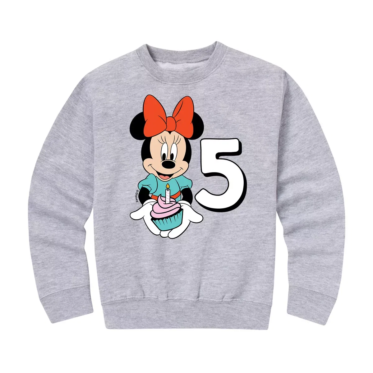 Детский свитшот для девочек с принтом Minnie Birthday 5 Disney, Athletic Heather