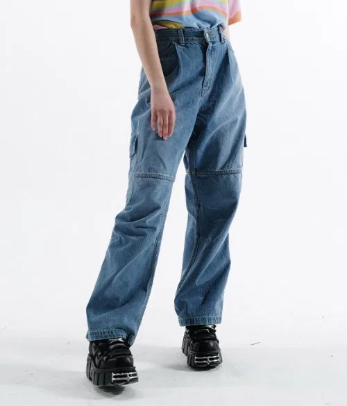 Детские джинсовые карго-брюки с широким кроем YOUTHBATH, Denim Blue